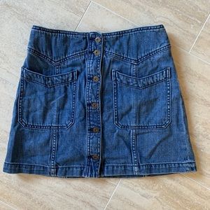 Free People Women Dark Wash 100% Cotton Skirt | 4W